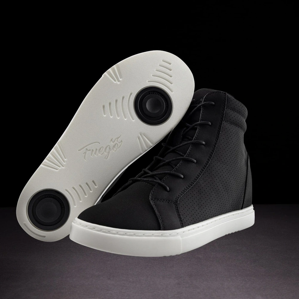 Black Fuego Wedge dance sneaker with hidden wedge heel and FlowTec pivot sole